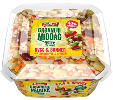 Pakningsbilde Delikat Grønnere middag - bygg og bønner