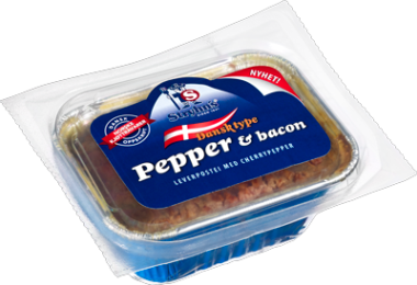 Stryhns Pepper- og baconpostei. Foto.