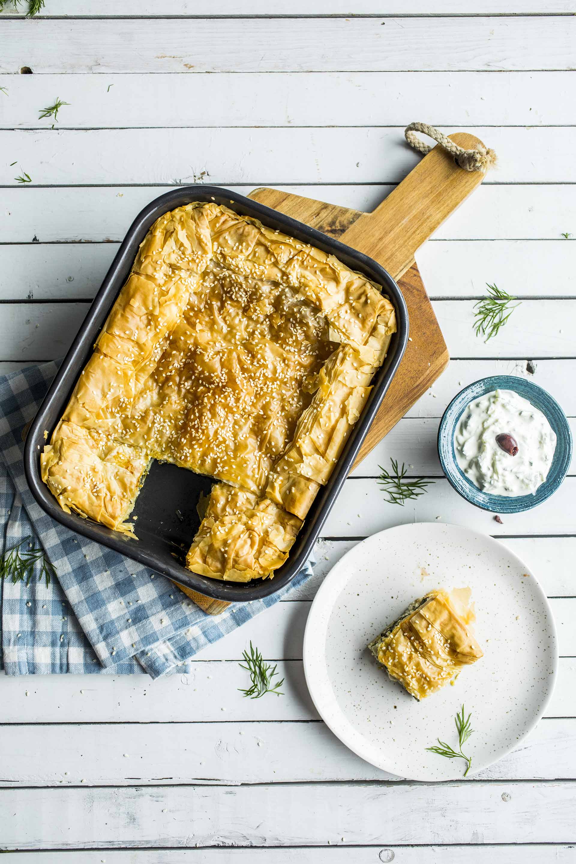 spanakopita, eller spinat- og fetapai
