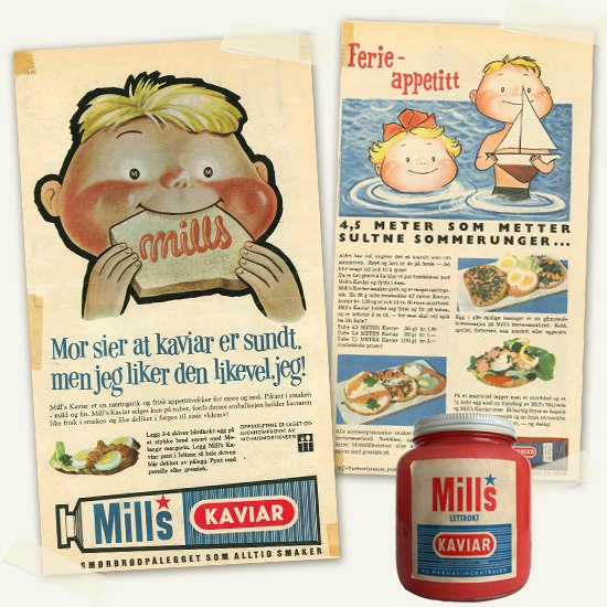 Mills kaviar gammel reklame