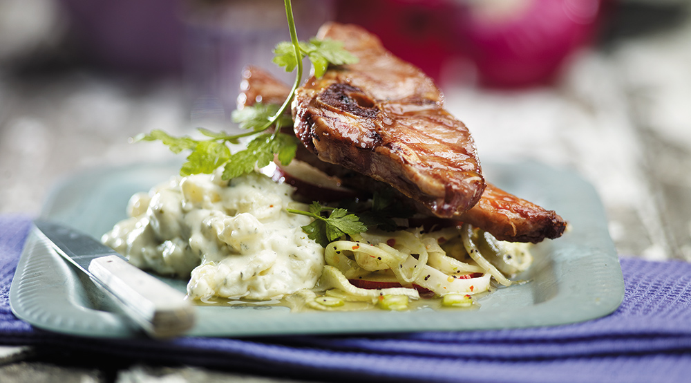 Delikat grill potetsalat med biff