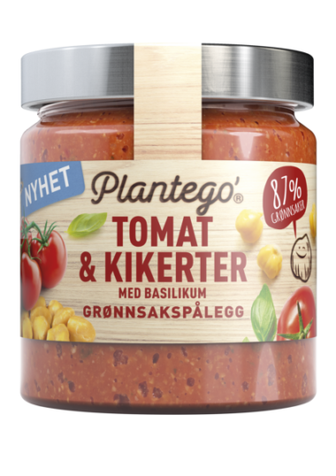 Plantego tomat og kikerter med basilikum